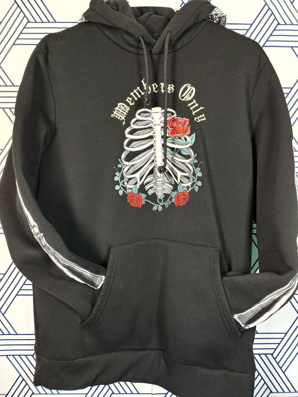 Members Only Mens Hoodie Skull and Rose Size Small